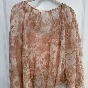 By Together Rose Floral Women’s lined size small long sleeve Blouse